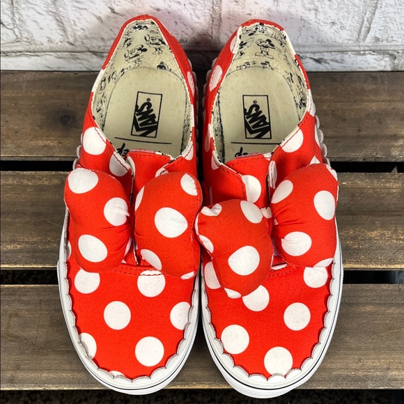 Vans RARE Authentic x Disney Minnie Mouse Red Bow with White Polka Dots Sneakers - Picture 9 of 11
